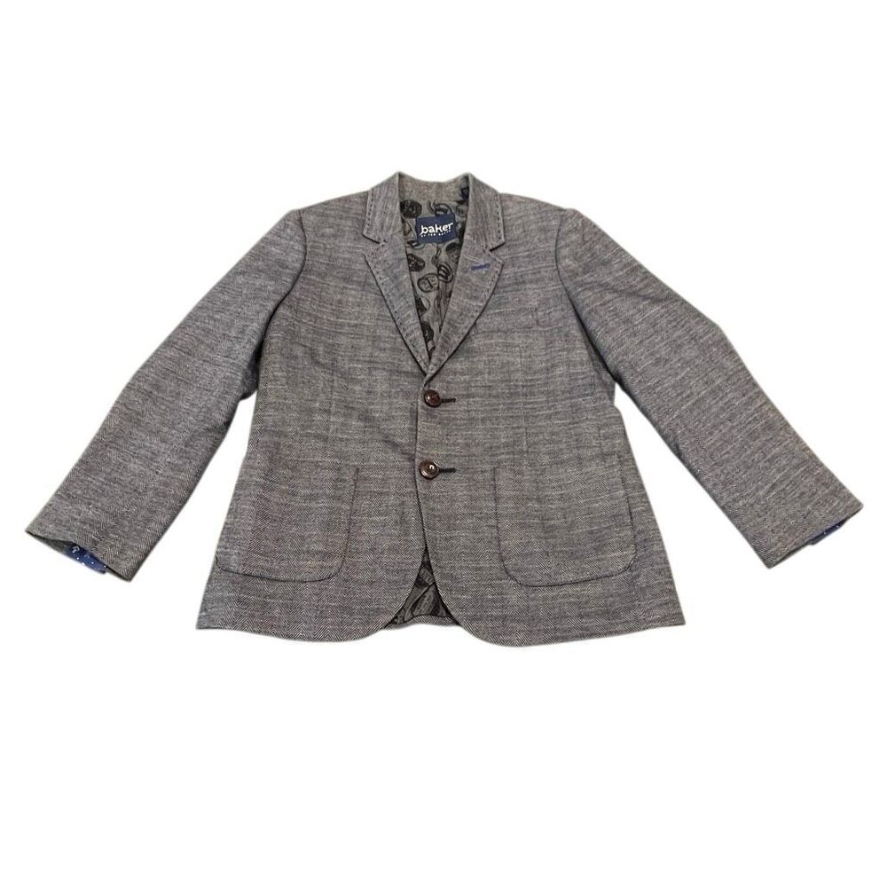 Baker by Ted Baker Girls Button Front Blazer Jacket Gray Size 8